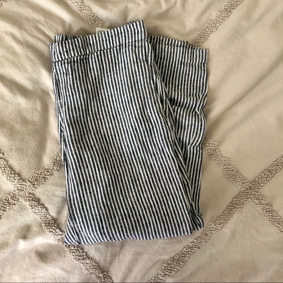 Old Navy Linen Pull On Blue Striped Pants - Picture 1 of 3